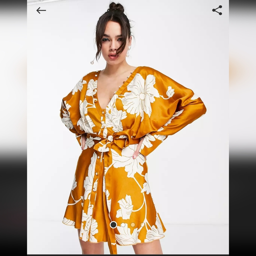 Asos Design Batwing Satin Mini Dress